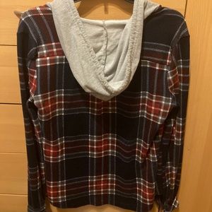 A hooded flannel